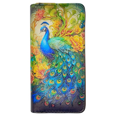 Peacock Large Digital Print Purse